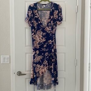 Floral dress faux wrap